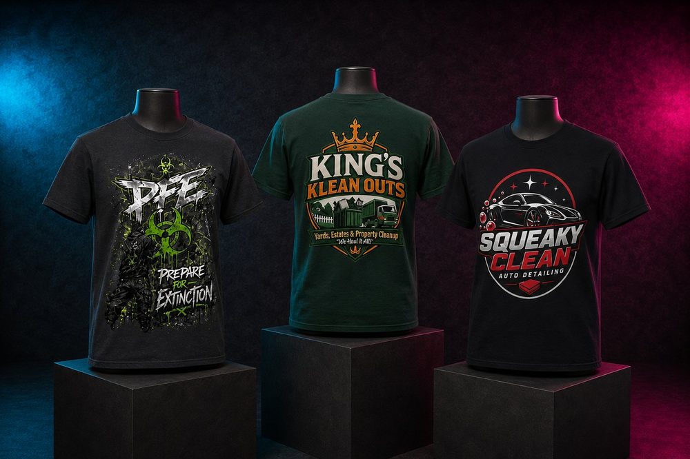 Custom branded staff apparel — Business apparel collection — printed by Roxbury Custom Vinyl in Roxbury, NJ.