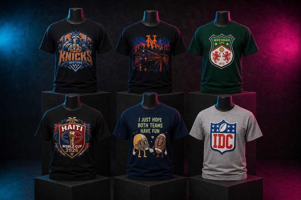 Custom team spirit t-shirts and sweatshirts — Sports fan collection — printed by Roxbury Custom Vinyl for local Morris County schools and sports programs.