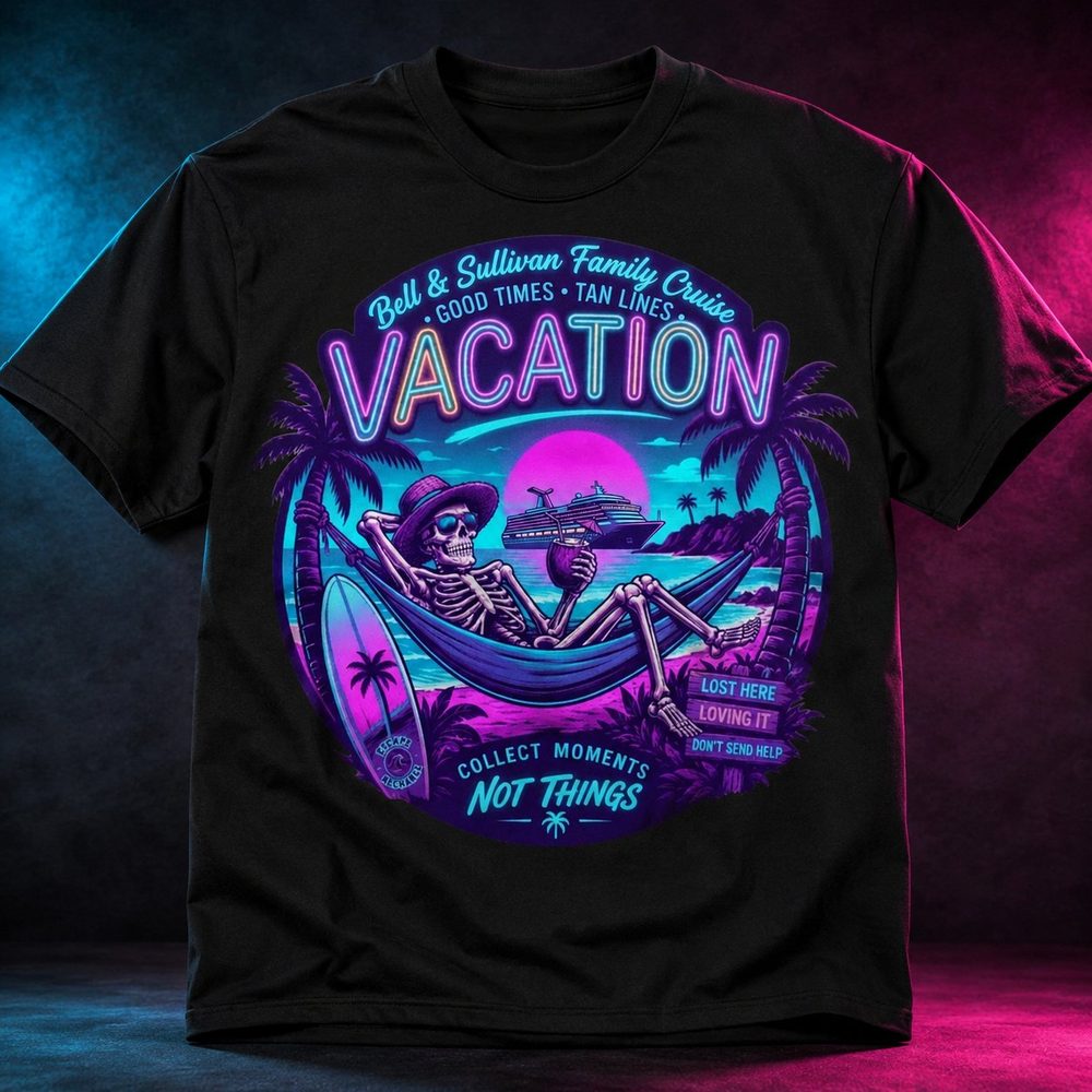 A custom vacation and lifestyle graphic t-shirt — Vacation collection — printed by Roxbury Custom Vinyl in Roxbury, NJ.